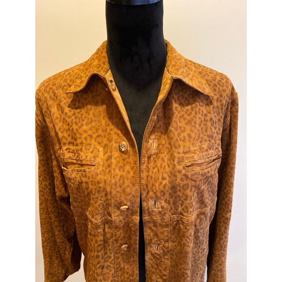 Reversable Womens Jacket ? Suede Brown & Cheetah Print other Side Sz ? Large - Picture 2 of 12